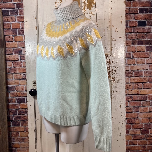 💙NWT! J.Crew Fair Isle Sequins Turtleneck Sweater - Picture 12 of 15